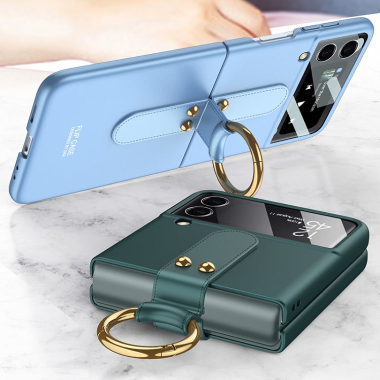 For Samsung Galaxy Z Flip4 GKK Ultra-thin PC Full Coverage Phone Flip Case with Ring Holder(Matcha Green) - Galaxy Z Flip4 5G Cases by GKK | Online Shopping South Africa | PMC TechLife