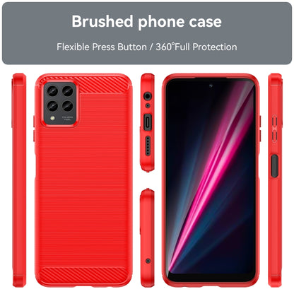 For T-Mobile REVVL 6 Pro 5G Brushed Texture Carbon Fiber TPU Phone Case(Red) - More Brand by PMC Jewellery | Online Shopping South Africa | PMC Jewellery