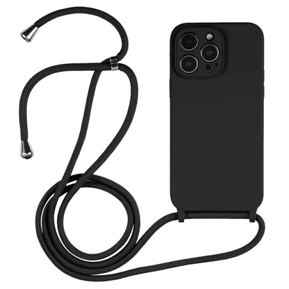 For iPhone 14 Pro Max Crossbody Lanyard Liquid Silicone Case(Black) - iPhone 14 Pro Max Cases by PMC Jewellery | Online Shopping South Africa | PMC Jewellery