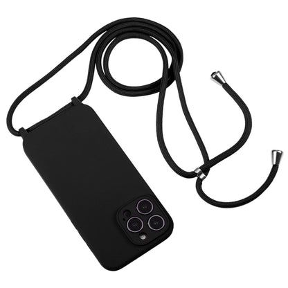 For iPhone 14 Pro Max Crossbody Lanyard Liquid Silicone Case(Black) - iPhone 14 Pro Max Cases by PMC Jewellery | Online Shopping South Africa | PMC Jewellery