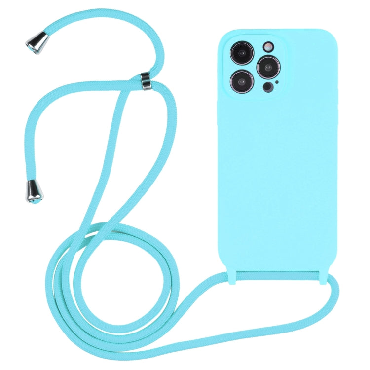 For iPhone 14 Pro Max Crossbody Lanyard Liquid Silicone Case(Ice Blue) - iPhone 14 Pro Max Cases by PMC Jewellery | Online Shopping South Africa | PMC Jewellery