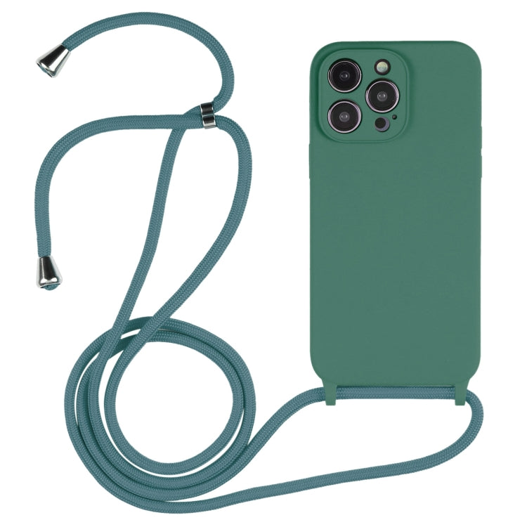 For iPhone 14 Pro Max Crossbody Lanyard Liquid Silicone Case(Emerald Green) - iPhone 14 Pro Max Cases by PMC Jewellery | Online Shopping South Africa | PMC Jewellery