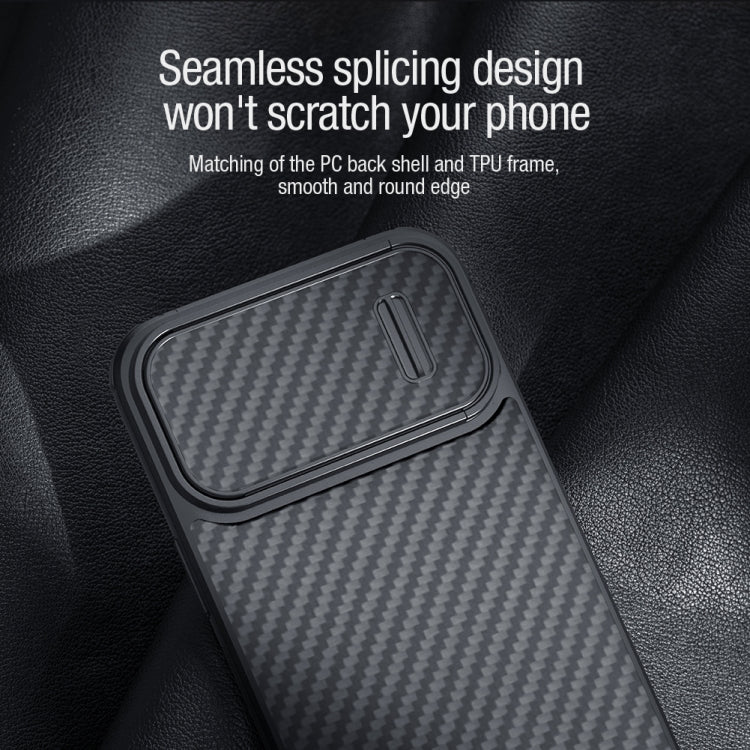 For iPhone 14 Plus  NILLKIN Synthetic Fiber Camshield Phone Case(Black) - free shipping - PMC TechLife - Order now!