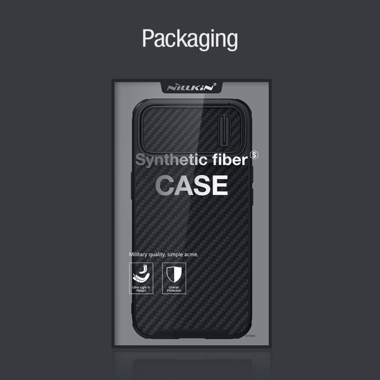 For iPhone 14 Plus  NILLKIN Synthetic Fiber Camshield Phone Case(Black) - free shipping - PMC TechLife - Order now!