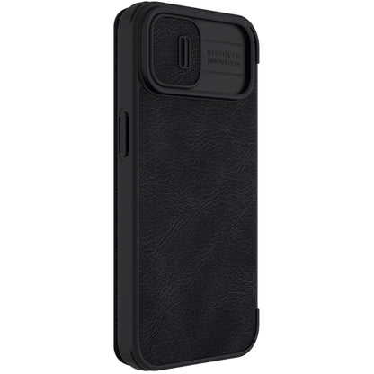 For iPhone 14 NILLKIN QIN Series Pro Crazy Horse Texture Leather Case(Black) - iPhone 14 Cases by NILLKIN | Online Shopping South Africa | PMC Jewellery