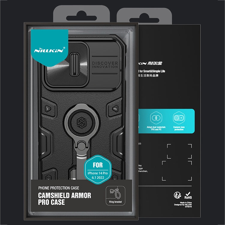 For iPhone 14 Pro NILLKIN CamShield Armor Pro Magnetic Phone Case(Green) - iPhone 14 Pro Cases by NILLKIN | Online Shopping South Africa | PMC TechLife | Buy Now Pay Later Mobicred