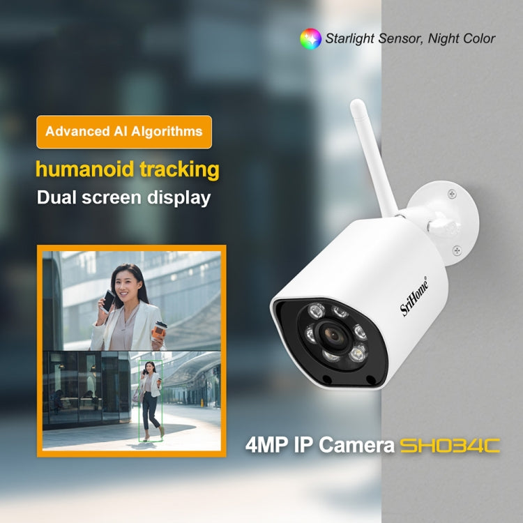 SriHome SH034C 4.0MP AI Humanoid Tracking WiFi Outdoor Surveillance Camera(UK Plug) - Bullet Camera by SriHome | Online Shopping South Africa | PMC Jewellery | Buy Now Pay Later Mobicred