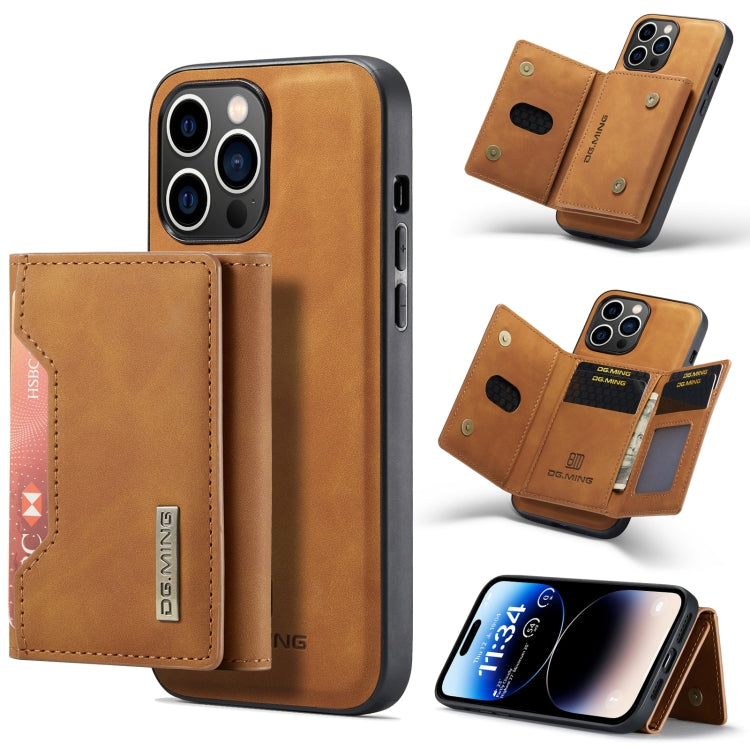 For iPhone 14 Pro DG.MING M2 Series 3-Fold Card Bag Leather Case(Brown) - iPhone 14 Pro Cases by DG.MING | Online Shopping South Africa | PMC Jewellery | Buy Now Pay Later Mobicred