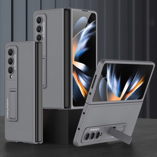 For Samsung Galaxy Z Fold4 GKK Ultra-thin Plain Leather Full Phone Case with Stand(Grey) - Galaxy Z Fold4 5G Cases by GKK | Online Shopping South Africa | PMC Jewellery