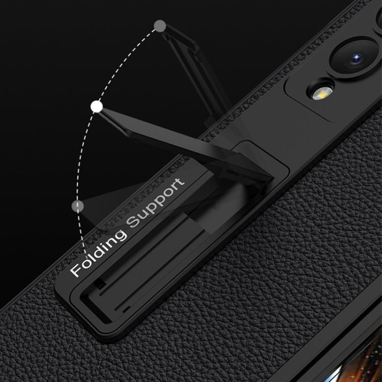 For Samsung Galaxy Z Fold4 GKK Ultra-thin Plain Leather Full Phone Case with Stand(Carbon Fiber Texture) - free shipping - PMC TechLife - Order now!