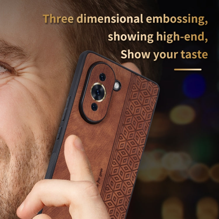 For Huawei nova 10 AZNS 3D Embossed Skin Feel Phone Case(Brown) - free shipping - PMC TechLife - Order now!