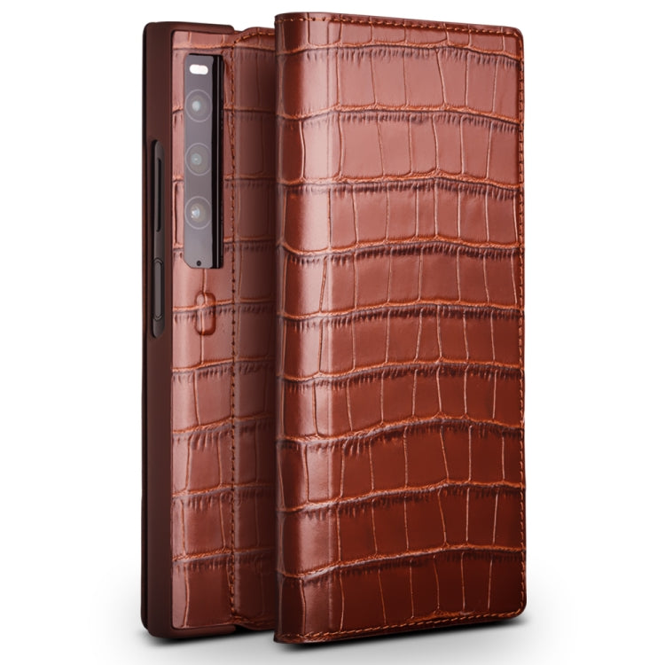 For Huawei Mate XS 2 QIALINO Crocodile Pattern Genuine Leather Phone Case(Brown) - Huawei Cases by QIALINO | Online Shopping South Africa | PMC Jewellery | Buy Now Pay Later Mobicred