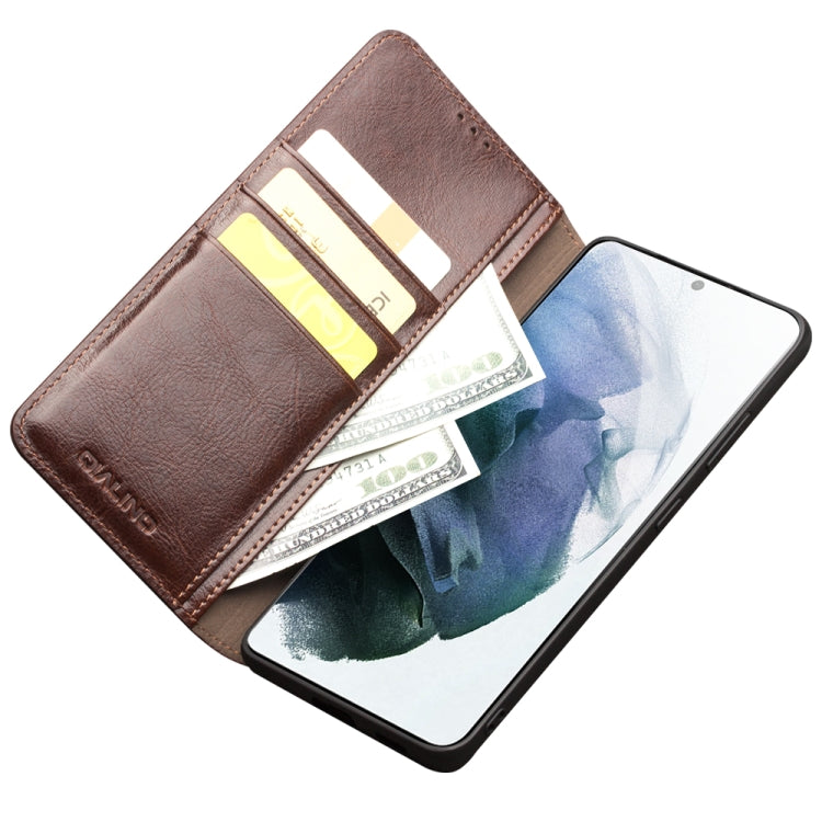 For Samsung Galaxy S21 5G QIALINO Genuine Leather Phone Case(Brown) - Galaxy S21 5G Cases by QIALINO | Online Shopping South Africa | PMC TechLife | Buy Now Pay Later Mobicred