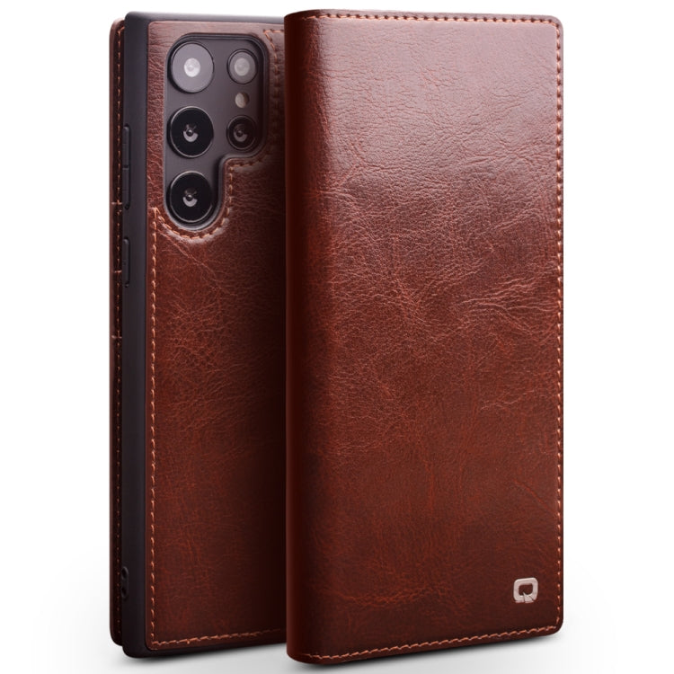 For Samsung Galaxy S22 Ultra 5G QIALINO Genuine Leather Phone Case(Brown) - Galaxy S22+ 5G Cases by QIALINO | Online Shopping South Africa | PMC Jewellery | Buy Now Pay Later Mobicred