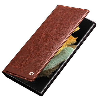 For Samsung Galaxy S22 Ultra 5G QIALINO Genuine Leather Phone Case(Brown) - Galaxy S22+ 5G Cases by QIALINO | Online Shopping South Africa | PMC Jewellery | Buy Now Pay Later Mobicred