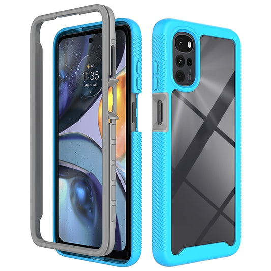 For Motorola Moto G22 / E32 Starry Sky Solid Color TPU Clear PC Phone Case(Sky Blue) - Motorola Cases by PMC Jewellery | Online Shopping South Africa | PMC Jewellery