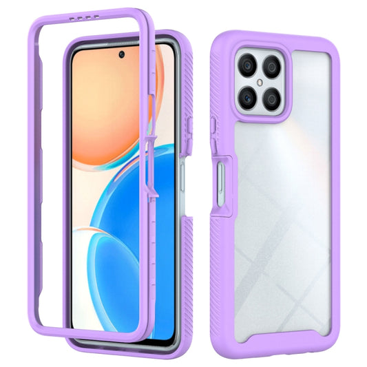 For Honor X8 4G Starry Sky Solid Color Shockproof TPU Clear PC Phone Case(Purple) - Honor Cases by PMC Jewellery | Online Shopping South Africa | PMC Jewellery