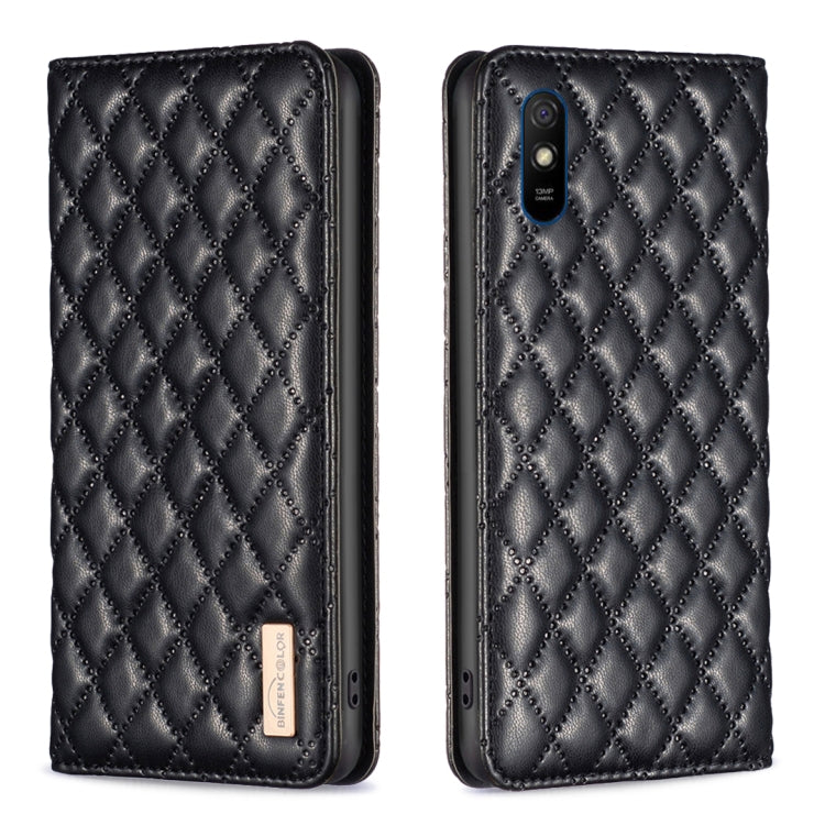 For Xiaomi Redmi 9A Diamond Lattice Magnetic Leather Flip Phone Case(Black) - free shipping - PMC TechLife - Order now!