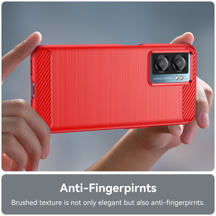 For OPPO A77s Brushed Texture Carbon Fiber TPU Phone Case(Red) - OPPO Cases by PMC TechLife | Online Shopping South Africa | PMC TechLife | Buy Now Pay Later Mobicred