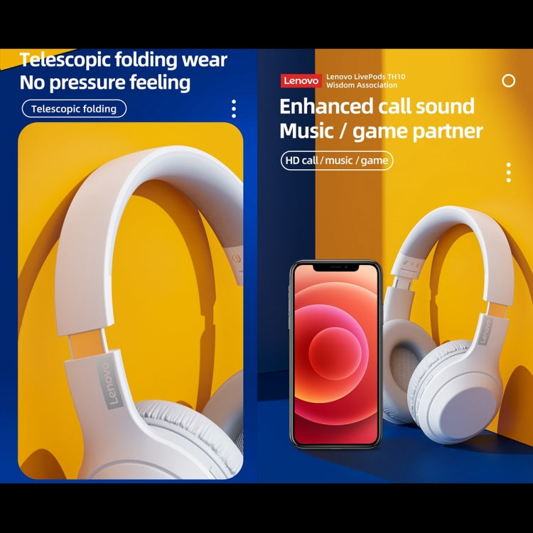 Lenovo TH10 Wireless Bluetooth Gaming Bass Music Sports Noise-cancelling Headphone(White) - Headset & Headphone by Lenovo | Online Shopping South Africa | PMC Jewellery | Buy Now Pay Later Mobicred