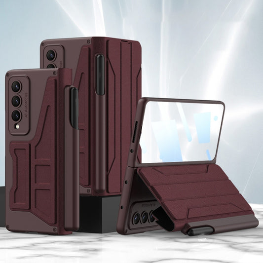 For Samsung Galaxy Z Fold4 GKK Integrated Flip Phone Case with Detachable Pen Holder(Wine Red) - Galaxy Z Fold4 5G Cases by GKK | Online Shopping South Africa | PMC Jewellery | Buy Now Pay Later Mobicred