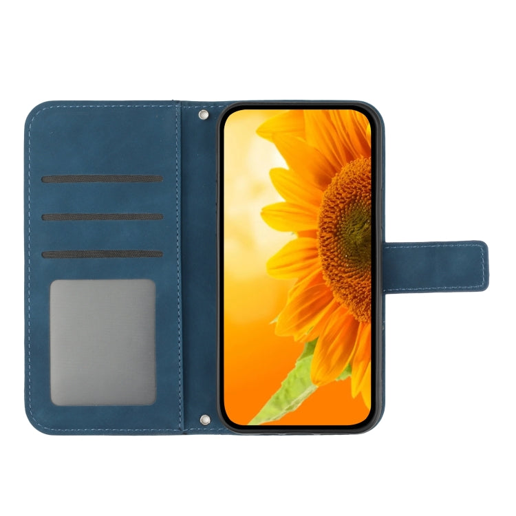 For TCL 30 SE/30E/306/305 Skin Feel Sun Flower Pattern Flip Leather Phone Case with Lanyard(Inky Blue) - More Brand by PMC Jewellery | Online Shopping South Africa | PMC Jewellery