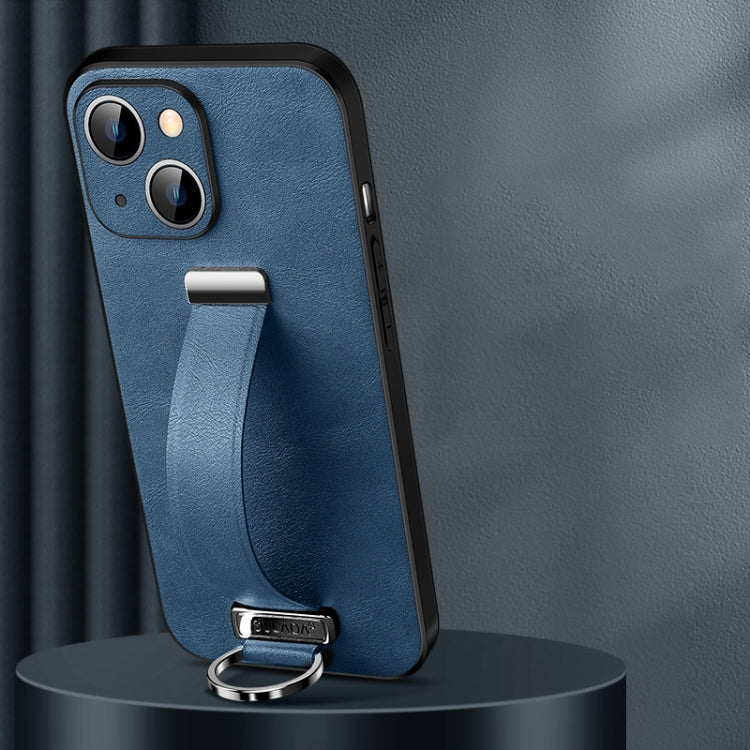 For iPhone 14 SULADA Cool Series PC + Leather Texture Skin Feel Phone Case(Blue) - iPhone 14 Cases by SULADA | Online Shopping South Africa | PMC TechLife | Buy Now Pay Later Mobicred