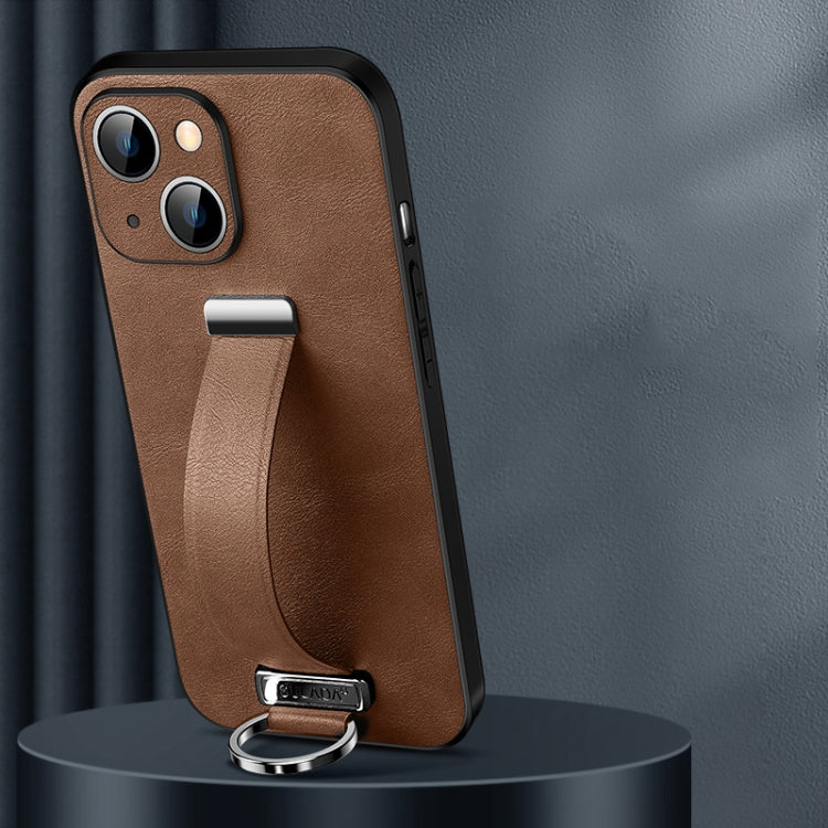 For iPhone 14 SULADA Cool Series PC + Leather Texture Skin Feel Phone Case(Brown) - iPhone 14 Cases by SULADA | Online Shopping South Africa | PMC TechLife | Buy Now Pay Later Mobicred