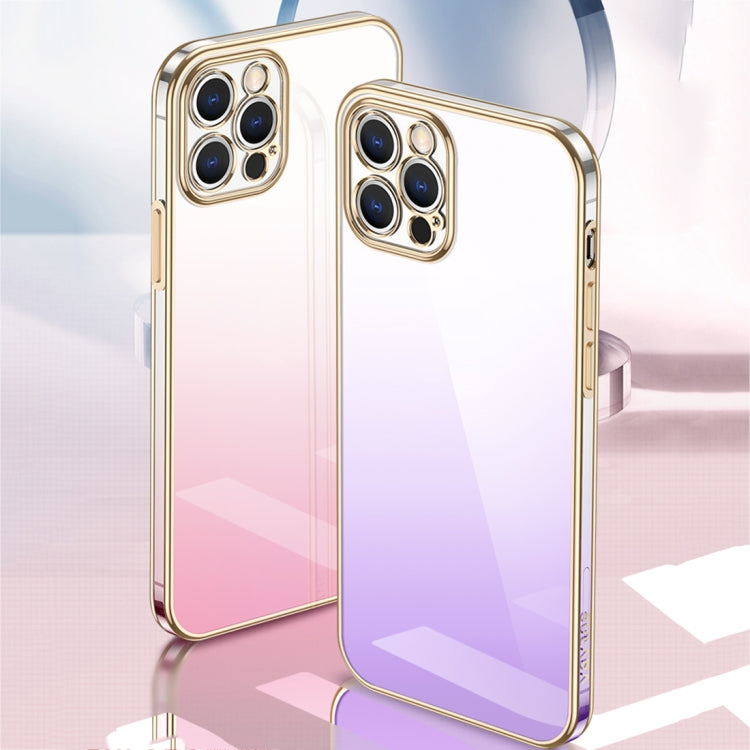 For iPhone 14 SULADA Iridescence Series Plating Transparent Gradient Phone Case(Gold) - iPhone 14 Cases by SULADA | Online Shopping South Africa | PMC Jewellery