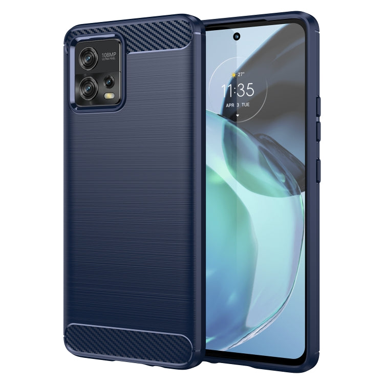 For Motorola Moto G72 5G Brushed Texture Carbon Fiber TPU Phone Case(Blue) - Motorola Cases by PMC Jewellery | Online Shopping South Africa | PMC Jewellery