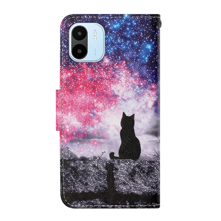 For Xiaomi Redmi A1 Colored Drawing Pattern Leather Phone Case(Star Sky Cat) - free shipping - PMC TechLife - Order now!