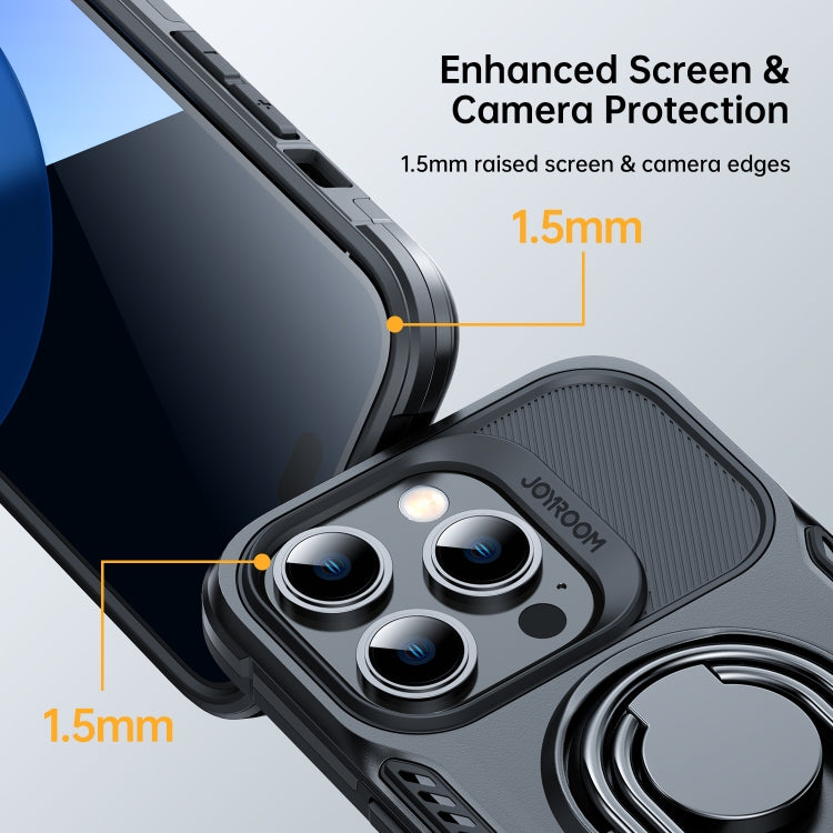 For iPhone 14 Pro JOYROOM PC + TPU Dual-layer Shockproof Phone Case with Rotating Holder(Black) - iPhone 14 Pro Cases by JOYROOM | Online Shopping South Africa | PMC Jewellery