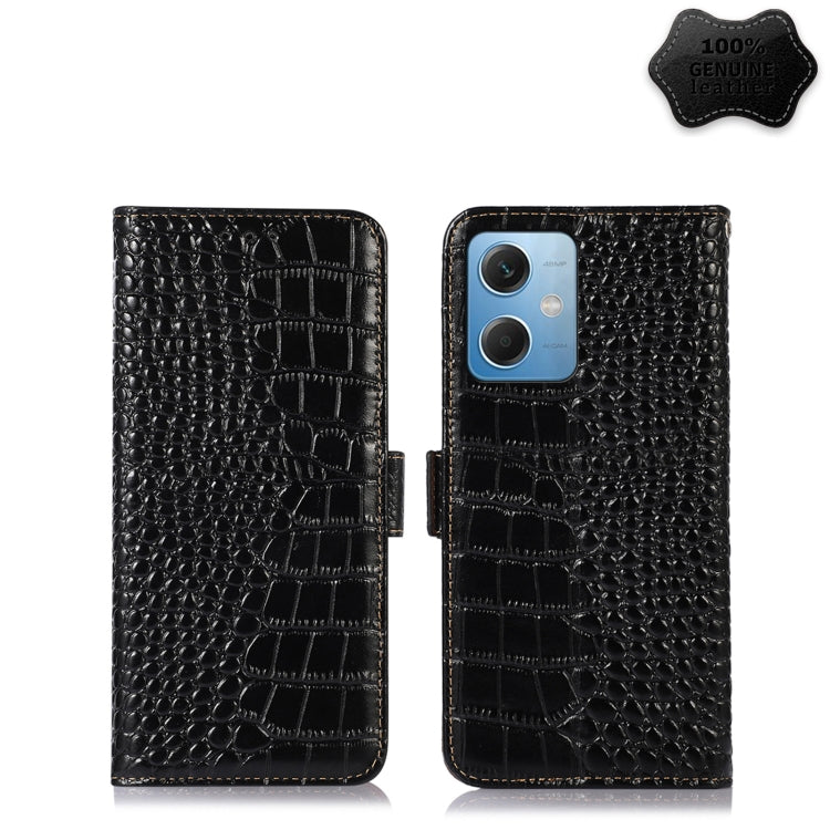 For Xiaomi Redmi Note 12 China Crocodile Top Layer Cowhide Leather Phone Case(Black) - Note 12 Cases by PMC TechLife | Online Shopping South Africa | PMC TechLife