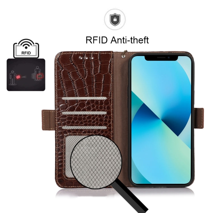 For Xiaomi Redmi Note 12 China Crocodile Top Layer Cowhide Leather Phone Case(Brown) - Note 12 Cases by PMC TechLife | Online Shopping South Africa | PMC TechLife