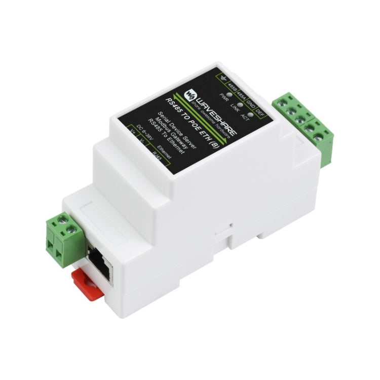 Waveshare Din Rail RS485 to RJ45 Serial Server with POE Function - free shipping - PMC TechLife - Order now!