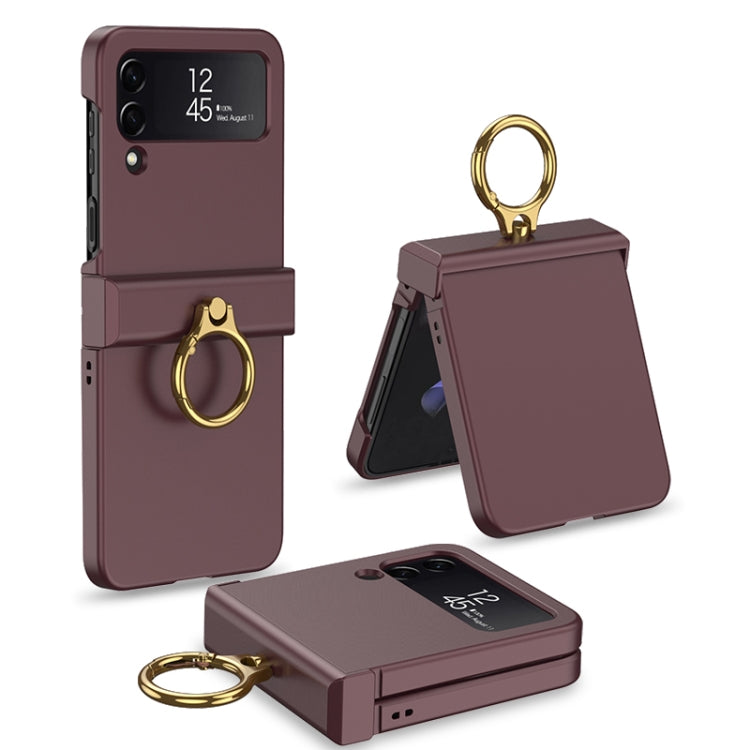 For Samsung Galaxy Z Flip4 GKK Ultrathin Hinge Full Coverage Phone Case with Ring Holder(Wine Red) - free shipping - PMC TechLife - Order now!