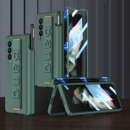 For Samsung Galaxy Z Fold3 5G GKK Magnetic Fold Hinge Shockproof Phone Case with Wrist Strap(Green) - Galaxy Phone Cases by GKK | Online Shopping South Africa | PMC Jewellery | Buy Now Pay Later Mobicred