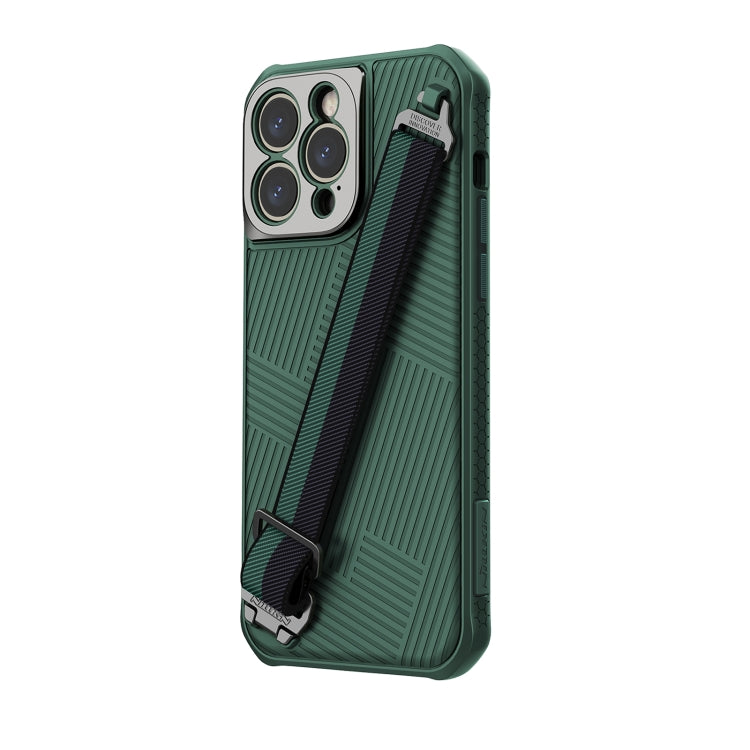For iPhone 14 Pro Max NILLKIN MagSafe Full Coverage Phone Case with Wrist Strap(Green) - iPhone 14 Pro Max Cases by NILLKIN | Online Shopping South Africa | PMC Jewellery