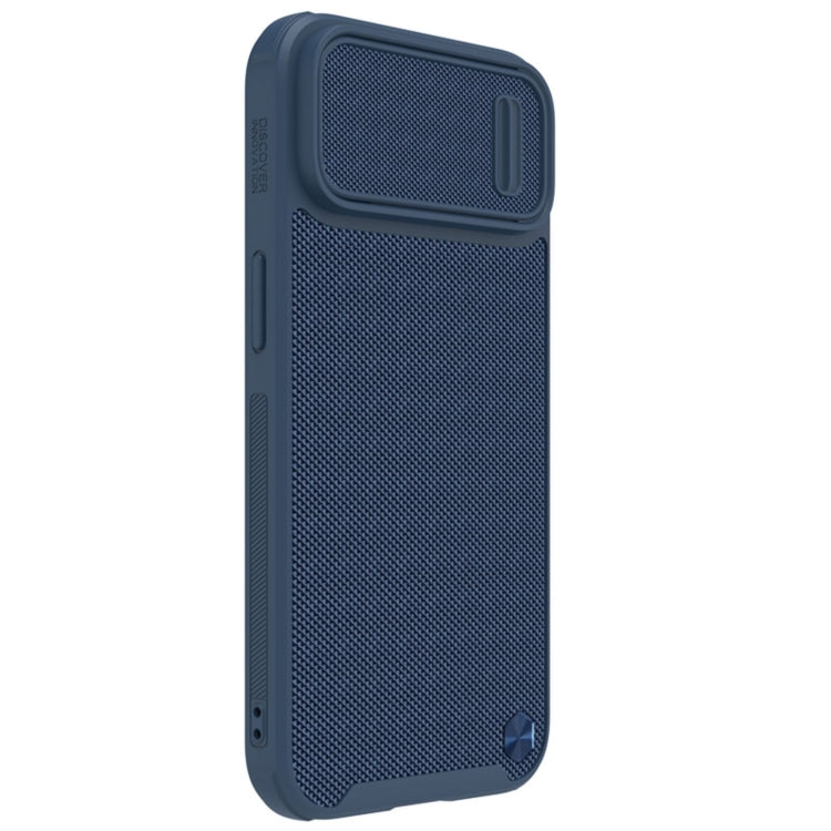 For iPhone 14 Plus NILLKIN Texture MagSafe Camshield PC + TPU Phone Case(Blue) - iPhone 14 Plus Cases by NILLKIN | Online Shopping South Africa | PMC Jewellery