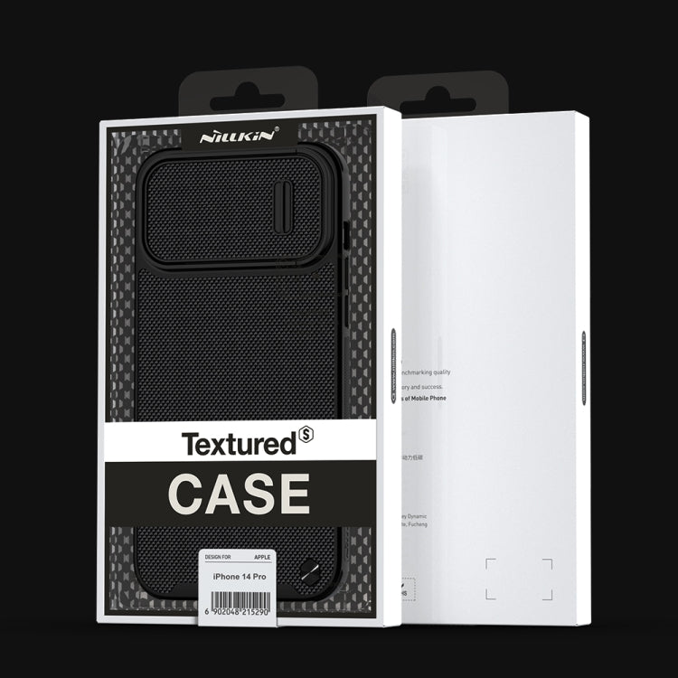 For iPhone 14 Pro NILLKIN Texture MagSafe Camshield PC + TPU Phone Case(Black) - iPhone 14 Pro Cases by NILLKIN | Online Shopping South Africa | PMC Jewellery