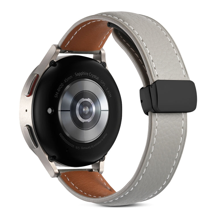 20mm Folding Buckle Genuine Leather Watch Band(Grey) - free shipping - PMC TechLife - Order now!