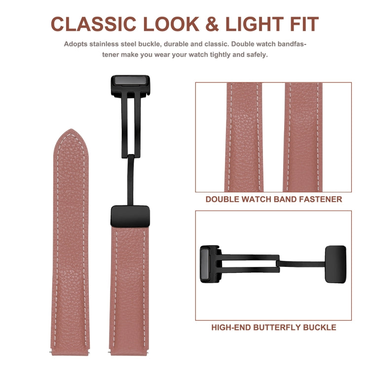 20mm Folding Buckle Genuine Leather Watch Band(Dark Pink) - free shipping - PMC TechLife - Order now!