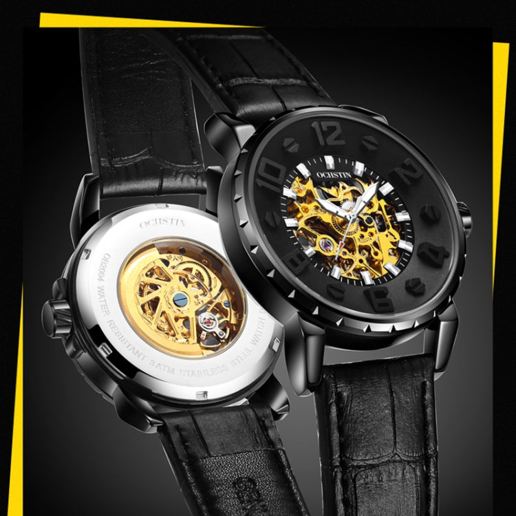 OCHSTIN 62004A Master Series Hollow Mechanical Men Watch(Black) - Leather Strap Watches by OCHSTIN | Online Shopping South Africa | PMC Jewellery | Buy Now Pay Later Mobicred