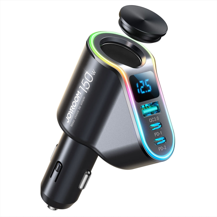 JOYROOM JR-CL21 150W 4-in-1 USB + Type-Cx2 Car Charger with Cigarette Lighter(Black) - Car Charger by JOYROOM | Online Shopping South Africa | PMC Jewellery