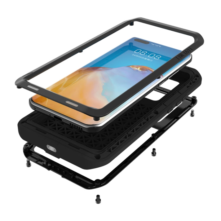For Huawei P40 Pro LOVE MEI Metal Shockproof Waterproof Dustproof Protective Case(Black) - Huawei Cases by LOVE MEI | Online Shopping South Africa | PMC TechLife | Buy Now Pay Later Mobicred