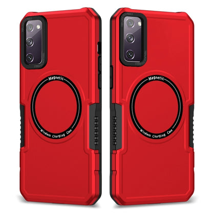 For Samsung Galaxy S20 FE MagSafe Shockproof Armor Phone Case(Red) - Galaxy S20 FE Cases by PMC Jewellery | Online Shopping South Africa | PMC Jewellery