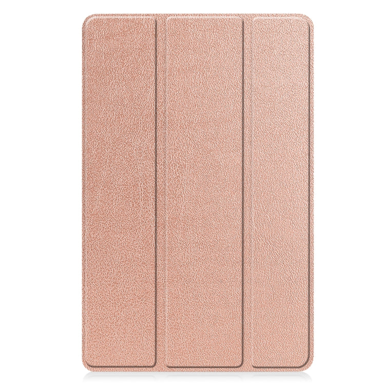 For Lenovo Tab P11 Gen 2 Custer Pure Color 3-Fold Holder Leather Smart Tablet Case(Rose Gold) - free shipping - PMC TechLife - Order now!