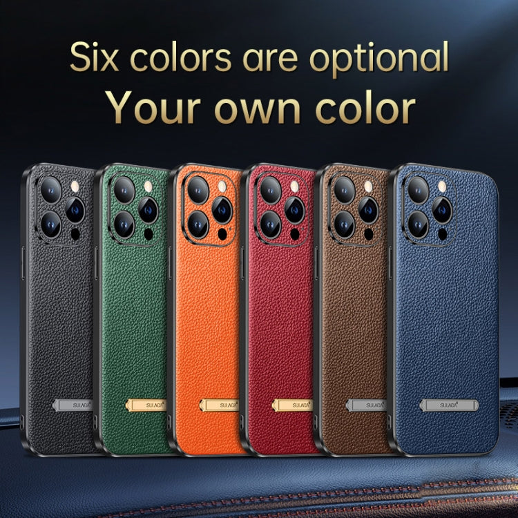 For iPhone 14 Plus SULADA Famous Artisan Series Litchi Leather PC + TPU Phone Case(Orange) - iPhone 14 Plus Cases by SULADA | Online Shopping South Africa | PMC TechLife | Buy Now Pay Later Mobicred