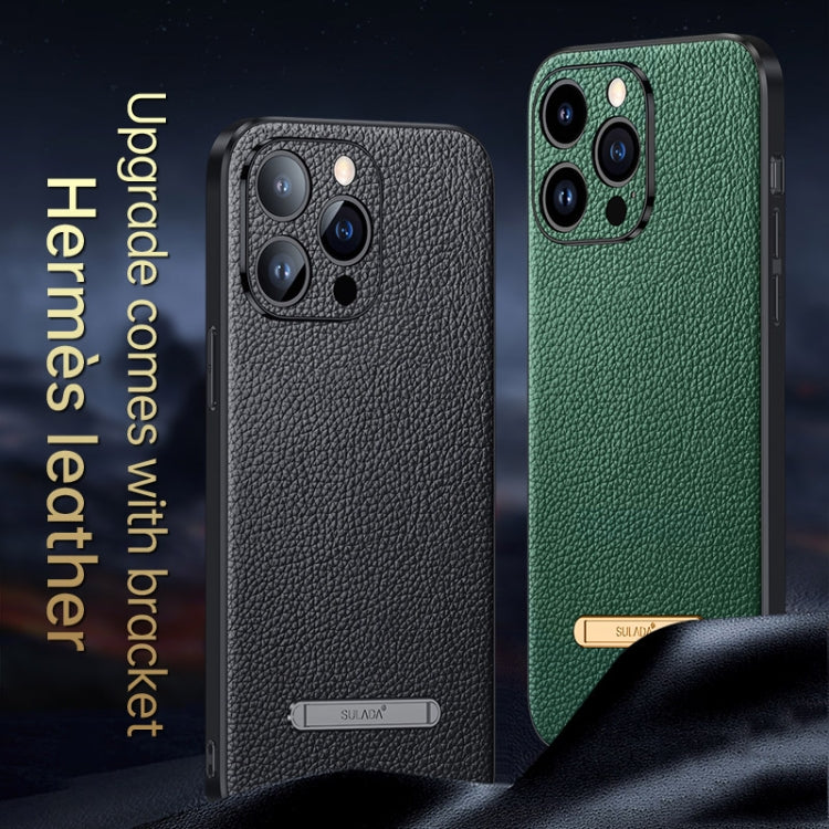 For iPhone 14 Pro SULADA Famous Artisan Series Litchi Leather PC + TPU Phone Case(Black) - iPhone 14 Pro Cases by SULADA | Online Shopping South Africa | PMC Jewellery