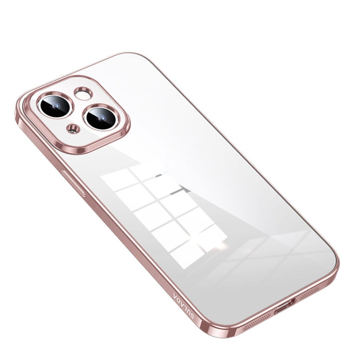 For iPhone 14 SULADA Shine Through Series Plating TPU Transparent Phone Protective Case(Pink) - iPhone 14 Cases by SULADA | Online Shopping South Africa | PMC TechLife | Buy Now Pay Later Mobicred